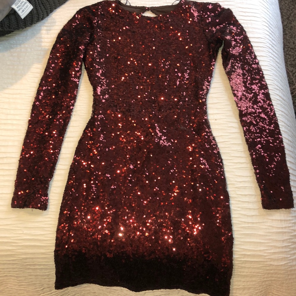 Red Sparkle Long sleeve Dress